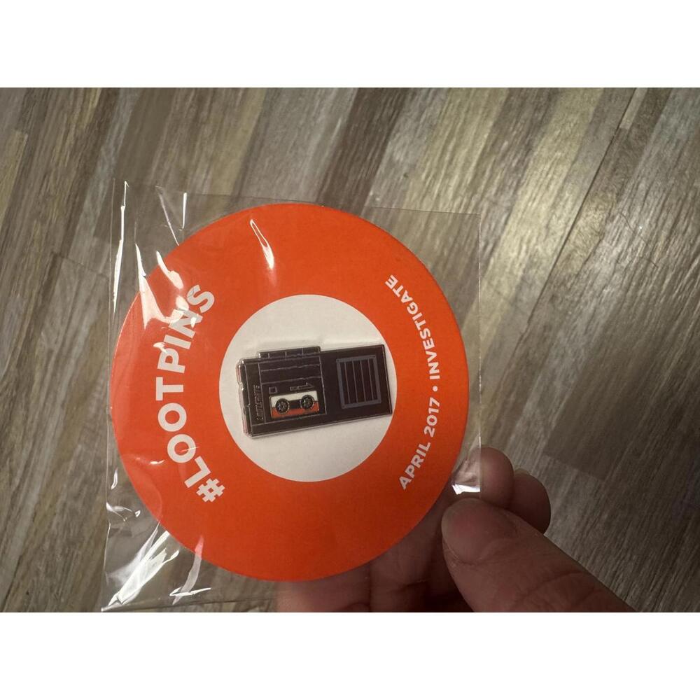 loot crate cassette tape enamel investigate retro music nerd collectible pin